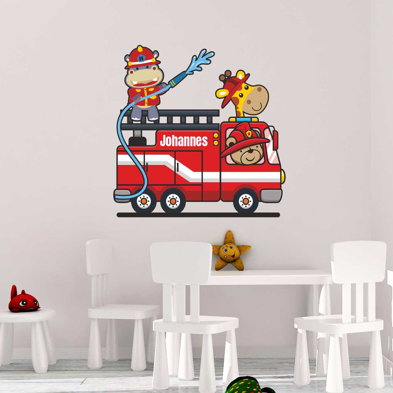 Wandtattoo Feuerwehrauto mit Wunschname - FOTOFOL