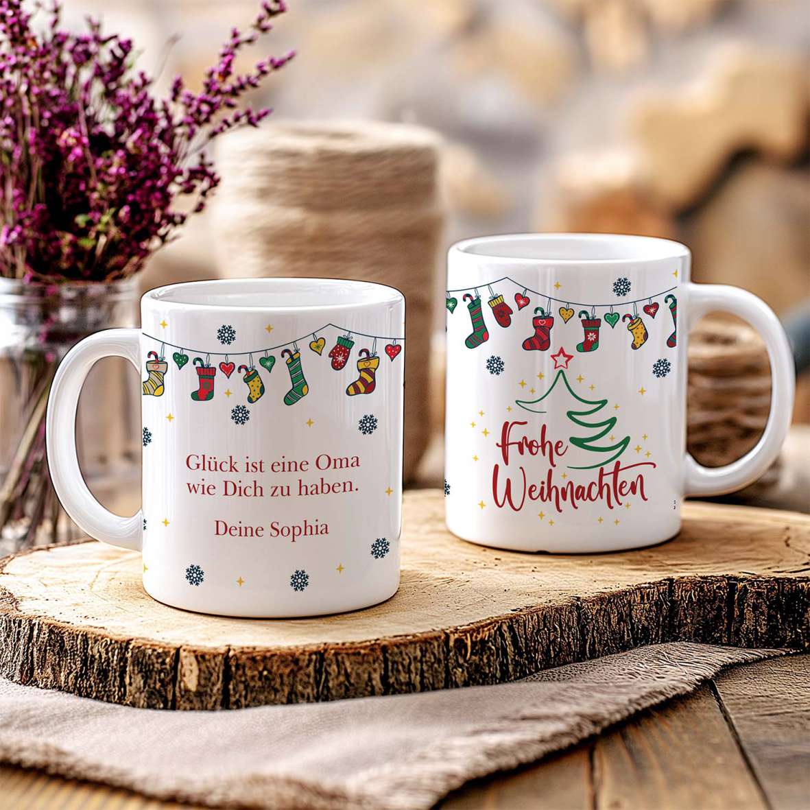 FOTOFOL-Weihnachtstasse - Personalisiert mit Wunschtext | Frohe Weihnachten