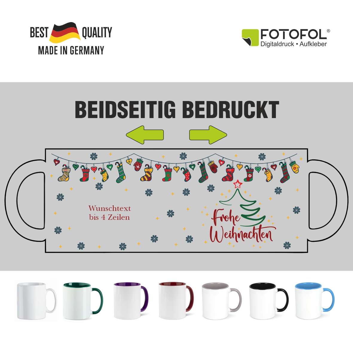 FOTOFOL-Weihnachtstasse - Personalisiert mit Wunschtext | Frohe Weihnachten