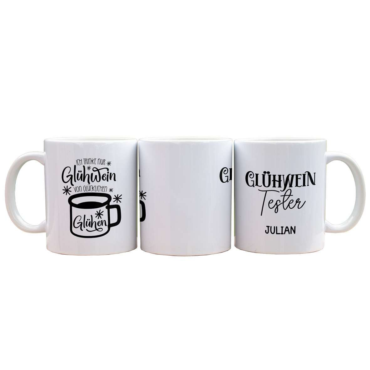 FOTOFOL-Tasse zu Weihnachten - Personalisiert mit Namen oder Wunschtext -Weihnachtstasse - Glühwein-Tasse - Geschenk-Idee für Familie und Freunde