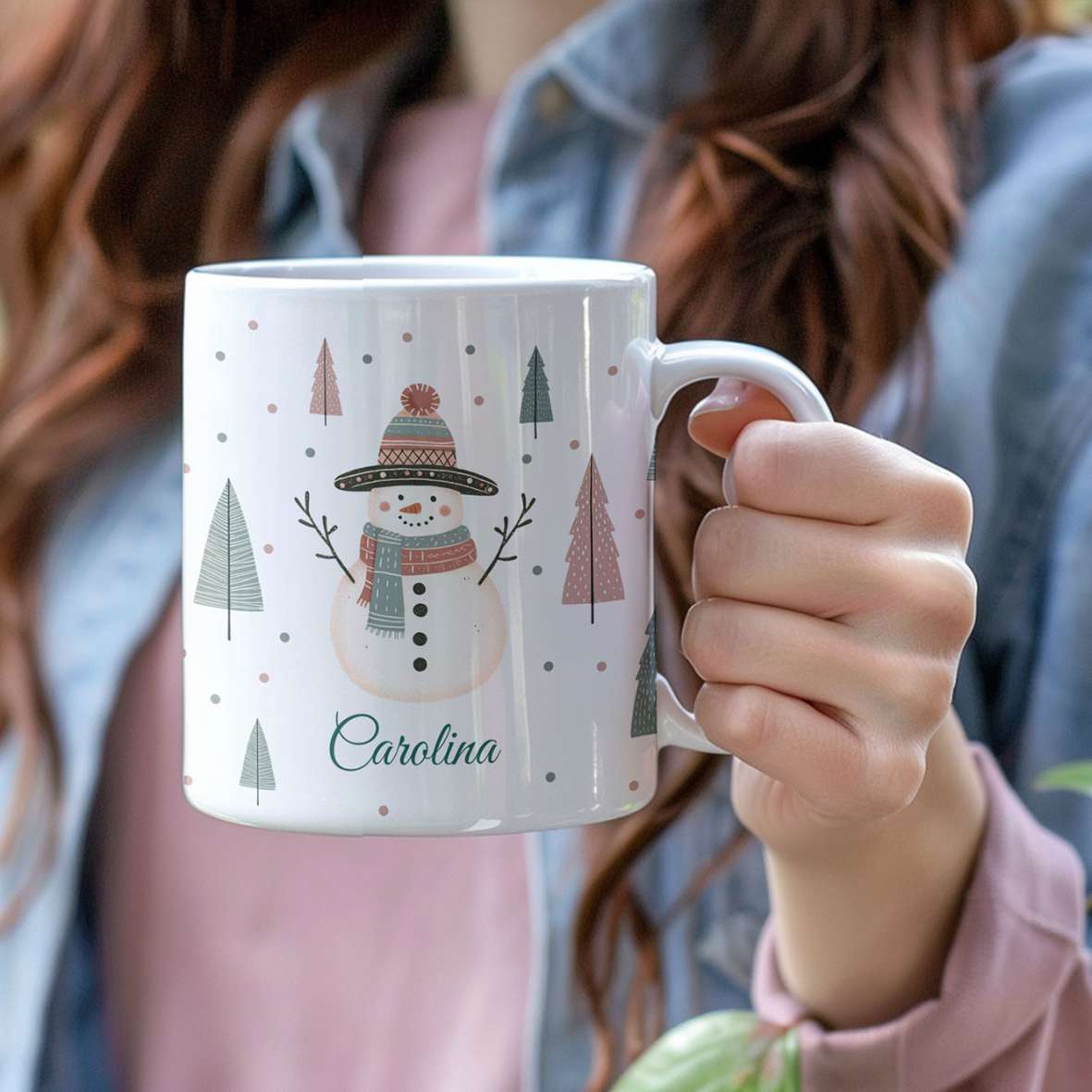Weihnachtstasse mit Namen – Hallo Winter