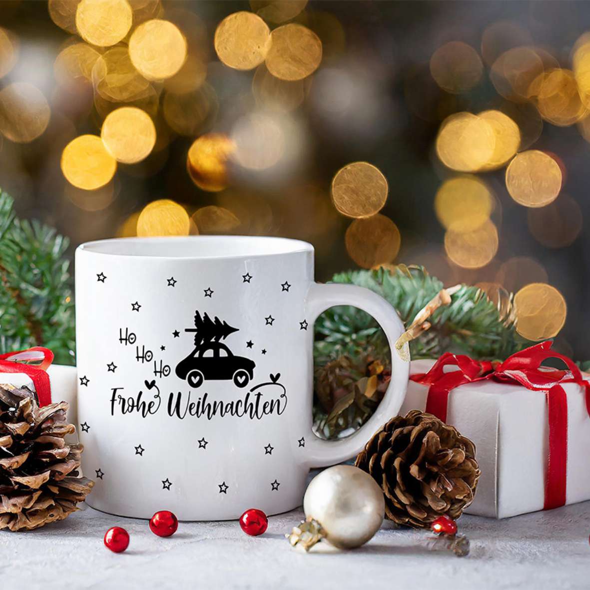 FOTOFOL - Tasse zu Weihnachten - Personalisiert mit Namen oder Wunschtext -Weihnachtstasse - Glühwein-Tasse - Geschenk-Idee für Familie und Freunde