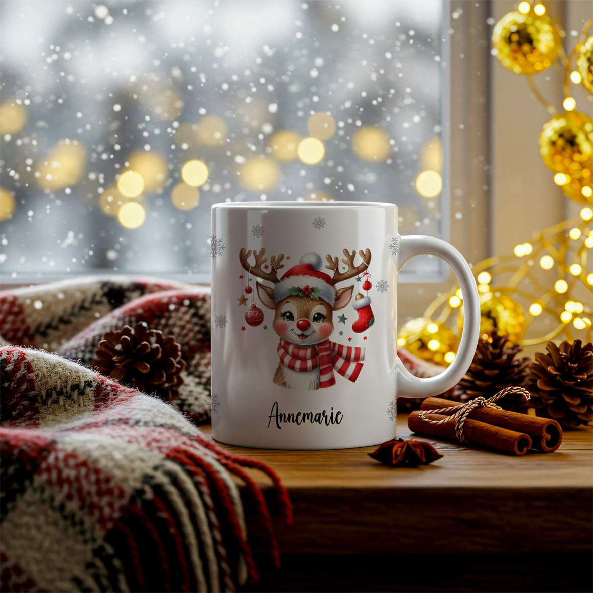 FOTOFOL-Tasse zu Weihnachten - Personalisiert mit Namen oder Wunschtext - Weihnachtstasse - Glühwein-Tasse - Geschenk-Idee für Familie und Freunde