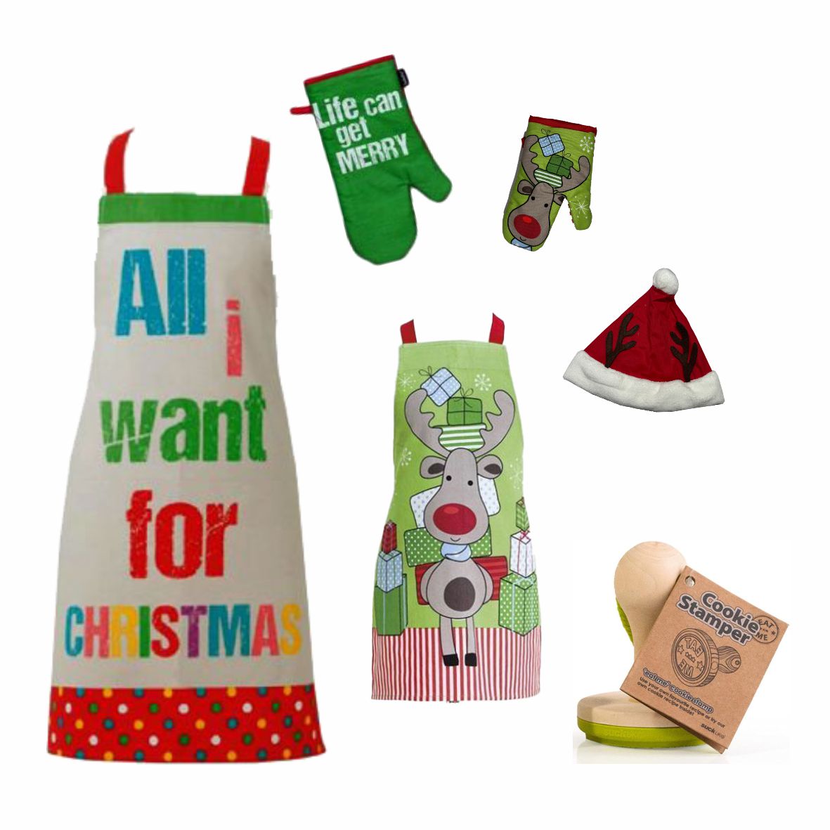 Weihnachtszauber in der Küche SET - Küchenschürze, Keksstempel - FOTOFOL