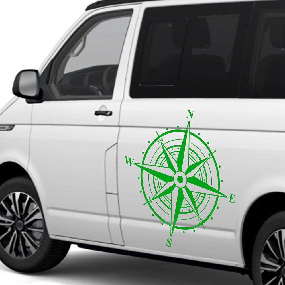 Aufkleber Kompass Windrose - Aufkleber für Camper, Wohnmobil, Wohnwagen Fahrzeuge Karosserie - Offroad Sticker - Abenteuer Urlaub