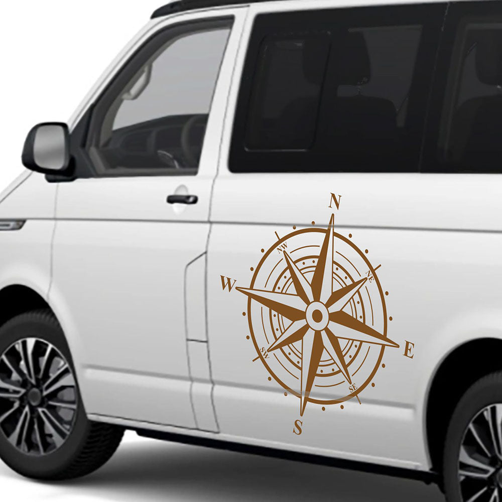 Aufkleber Kompass Windrose - Aufkleber für Camper, Wohnmobil, Wohnwagen Fahrzeuge Karosserie - Offroad Sticker - Abenteuer Urlaub