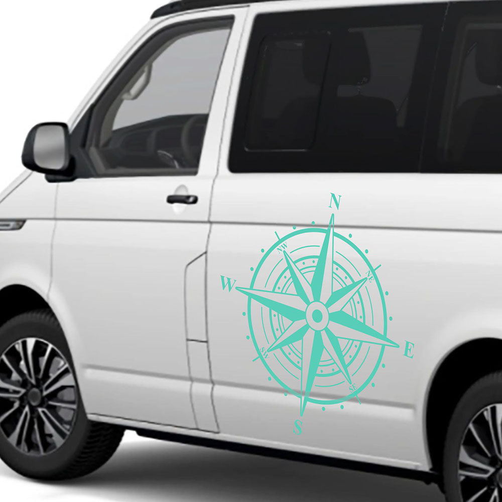 Aufkleber Kompass Windrose - Aufkleber für Camper, Wohnmobil, Wohnwagen Fahrzeuge Karosserie - Offroad Sticker - Abenteuer Urlaub