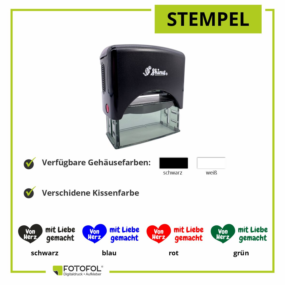 Selbstfärbender Stempel -mit Liebe gemacht - FOTOFOL