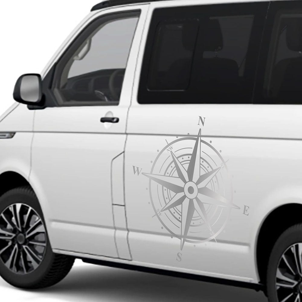 Aufkleber Kompass Windrose - Aufkleber für Camper, Wohnmobil, Wohnwagen Fahrzeuge Karosserie - Offroad Sticker - Abenteuer Urlaub