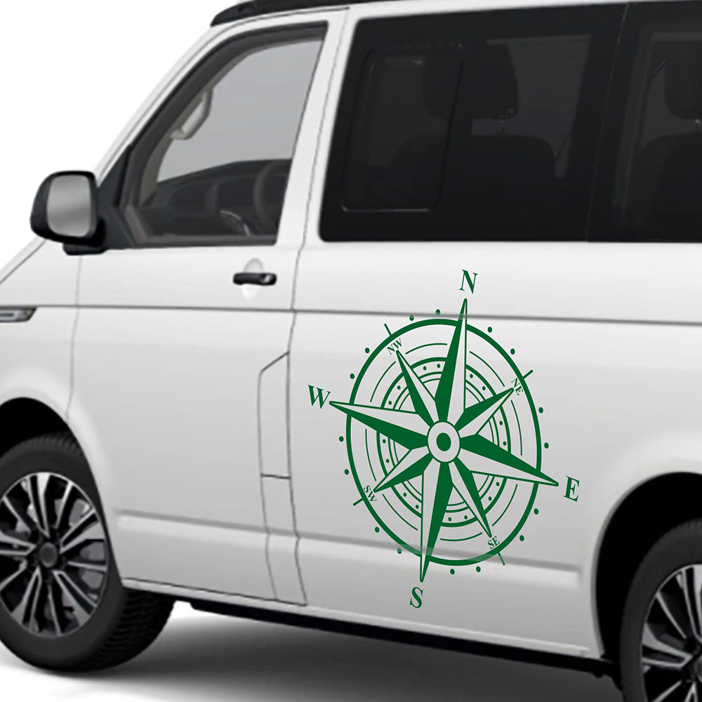 Aufkleber Kompass Windrose - Aufkleber für Camper, Wohnmobil, Wohnwagen Fahrzeuge Karosserie - Offroad Sticker - Abenteuer Urlaub