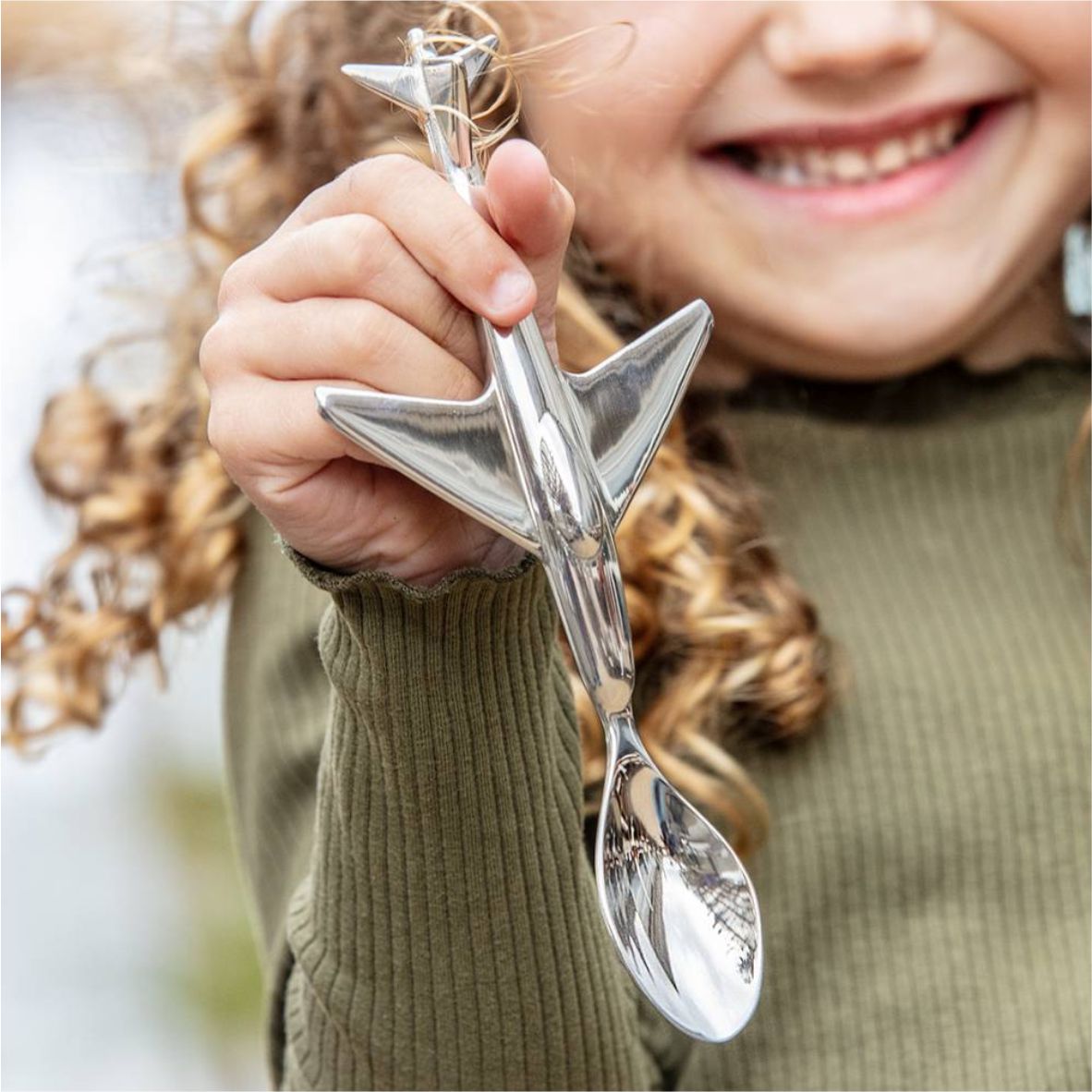 Zilverstad | Kinderlöffel Flugzeug, Silber, 16.9 x 7.4 x 1.5 cm