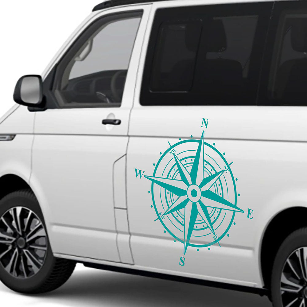 Aufkleber Kompass Windrose - Aufkleber für Camper, Wohnmobil, Wohnwagen Fahrzeuge Karosserie - Offroad Sticker - Abenteuer Urlaub
