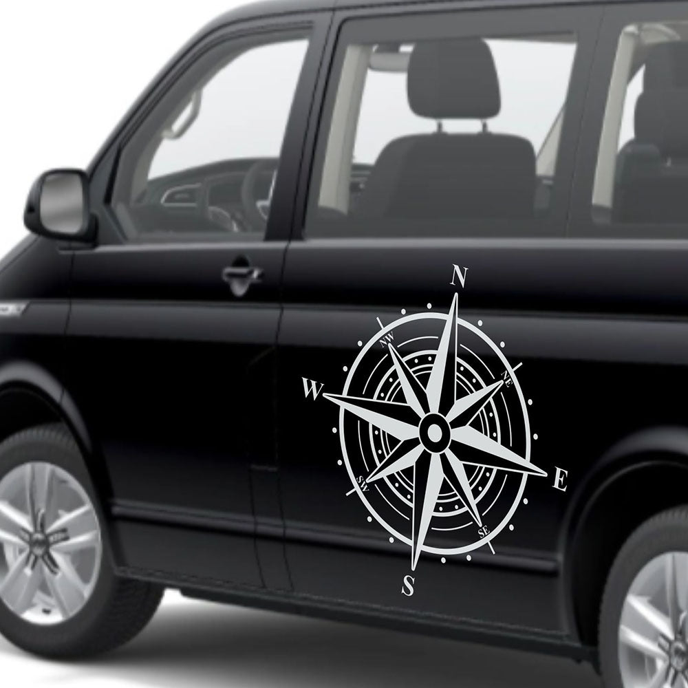 Aufkleber Kompass Windrose - Aufkleber für Camper, Wohnmobil, Wohnwagen Fahrzeuge Karosserie - Offroad Sticker - Abenteuer Urlaub