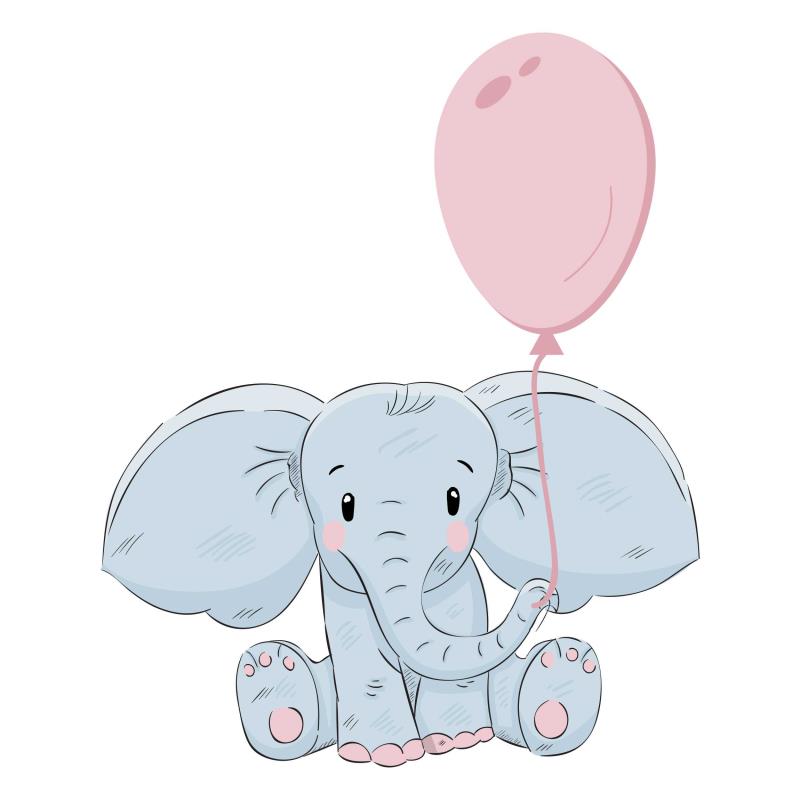 Wandtattoo Kinderzimmer Elefant mit Ballon - FOTOFOL