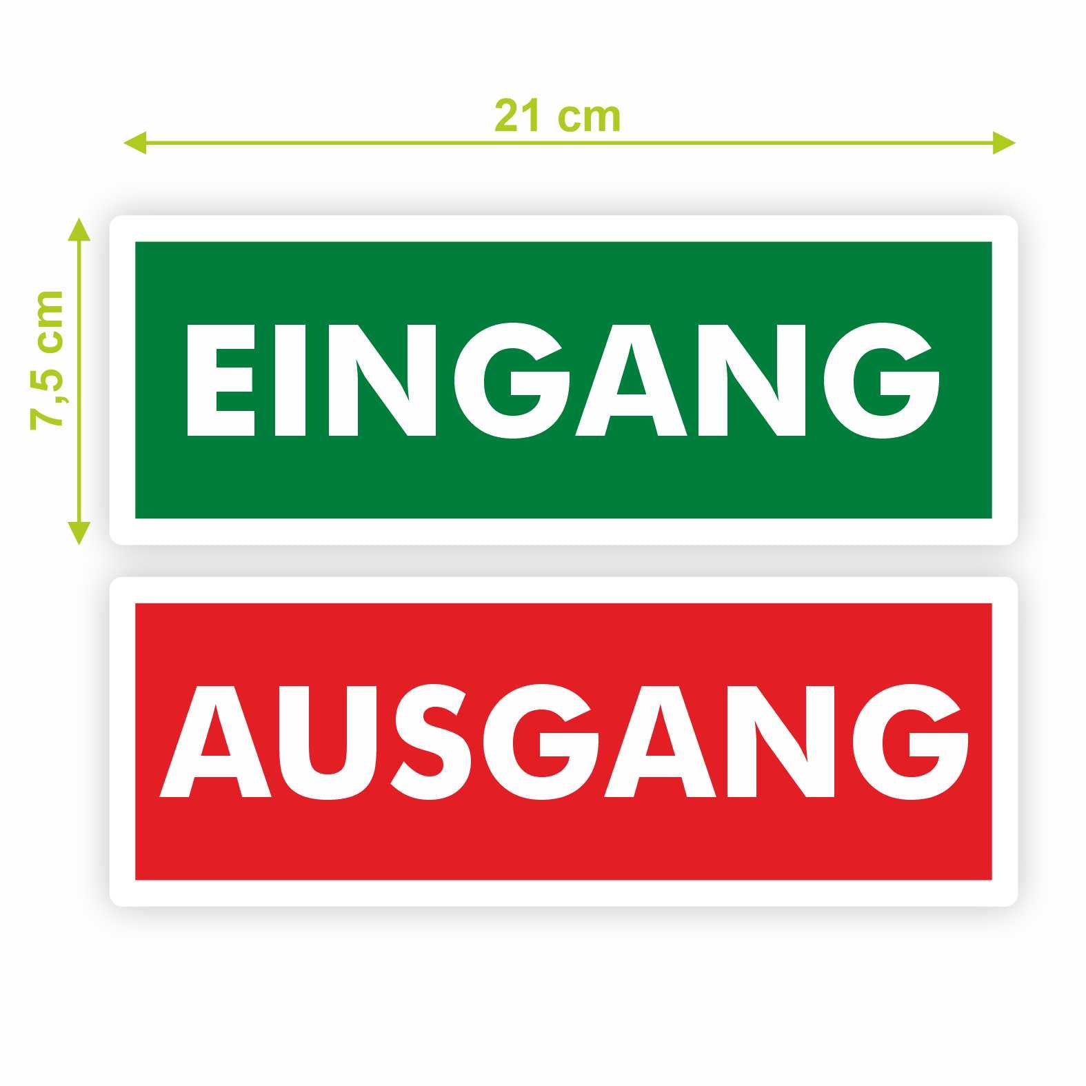 1x Aufkleber "EINGANG" und 1x Aufkleber "AUSGANG" 21x7,5 cm - FOTOFOL