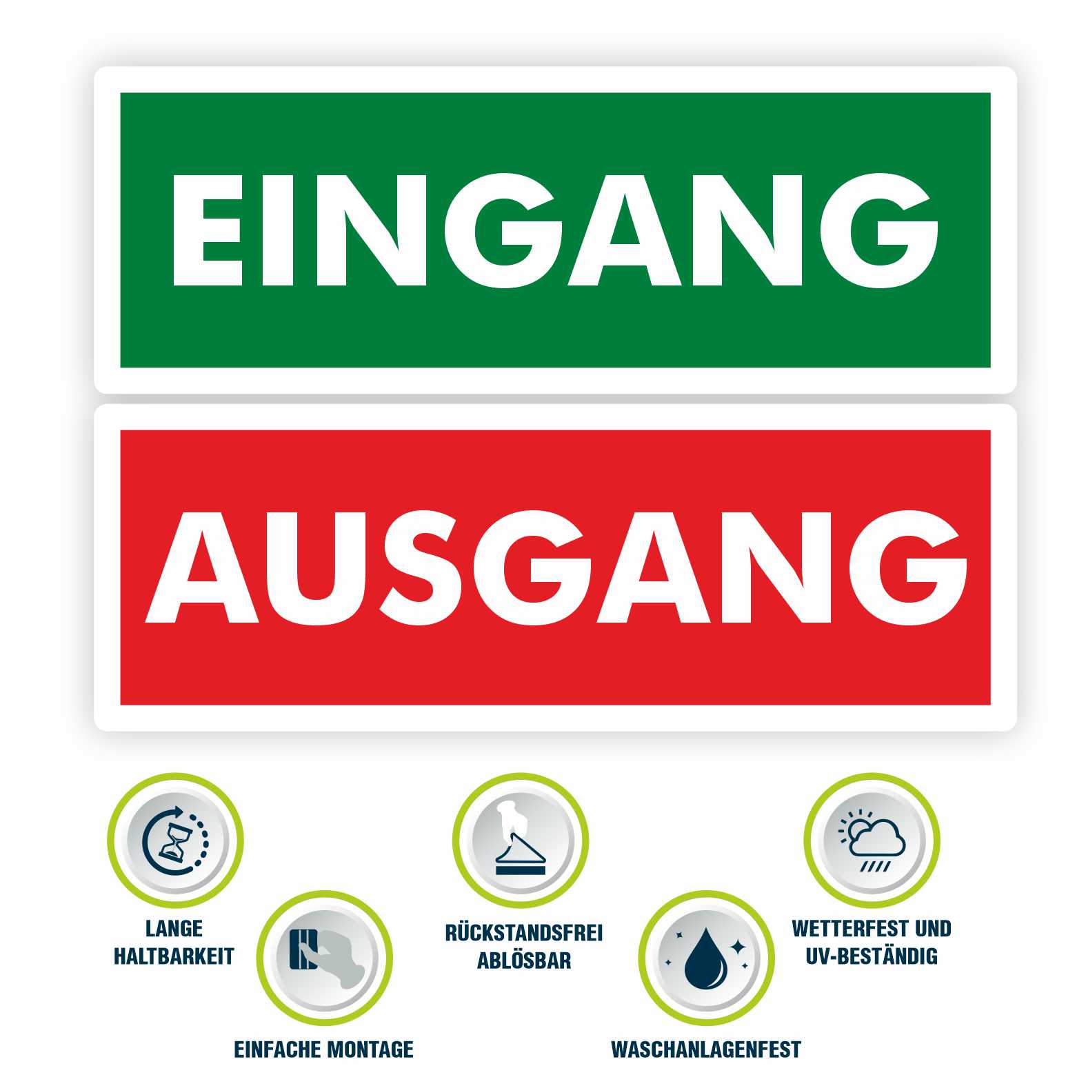 1x Aufkleber "EINGANG" und 1x Aufkleber "AUSGANG" 21x7,5 cm - FOTOFOL