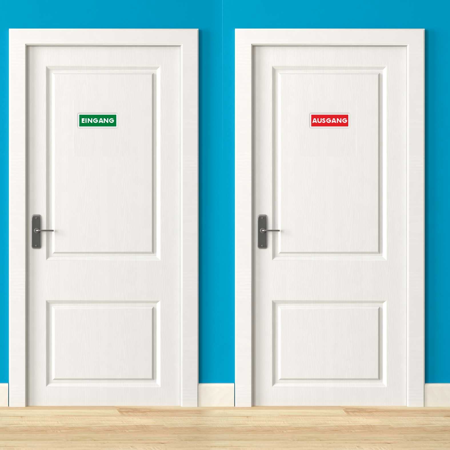 1x Aufkleber "EINGANG" und 1x Aufkleber "AUSGANG" 21x7,5 cm - FOTOFOL