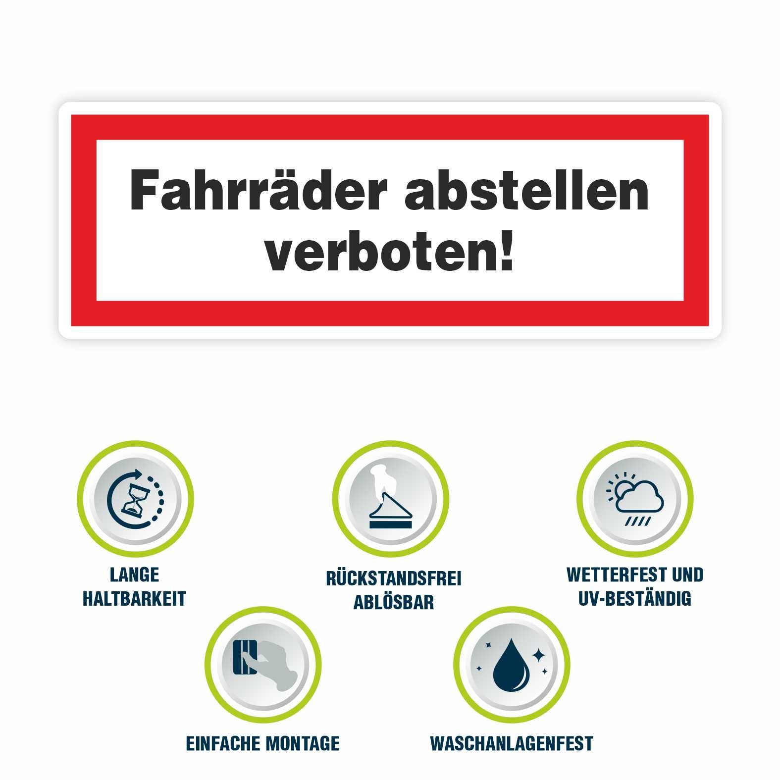2x Aufkleber "Fahrräder abstellen verboten" 21x7,5cm - FOTOFOL