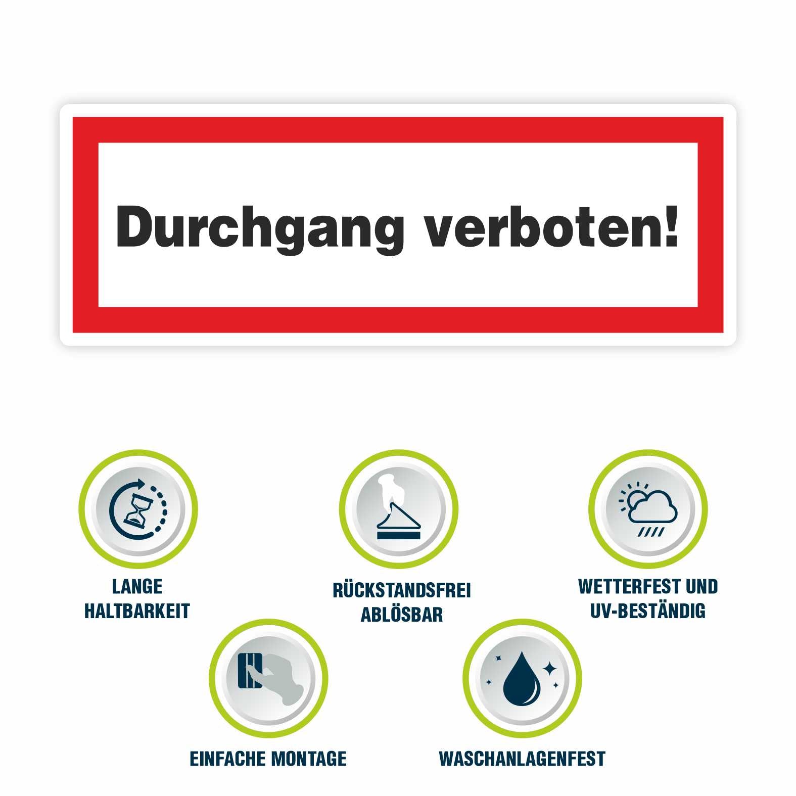 2x Aufkleber "Durchgang verboten" 21x7,5cm - FOTOFOL