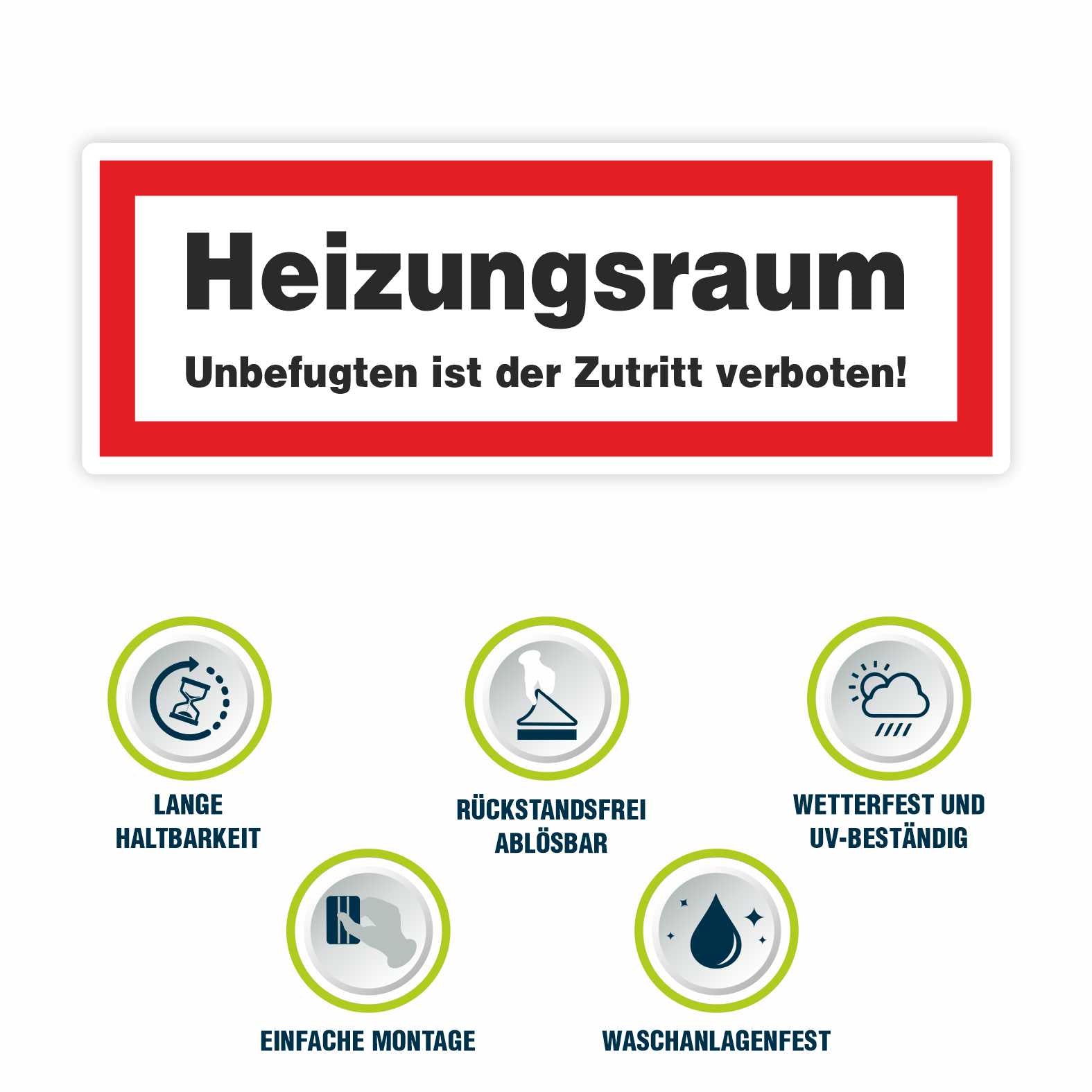 2x Aufkleber "Heizungsraum" 21x7,5cm - FOTOFOL