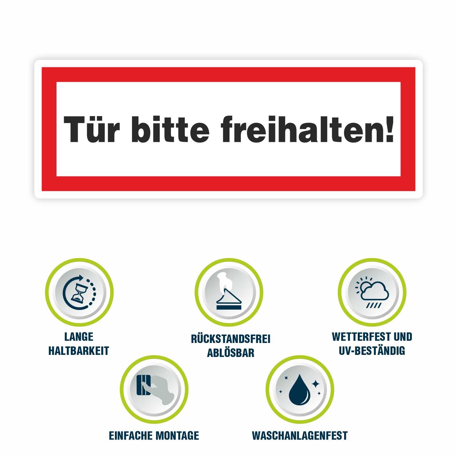2x Aufkleber "Tür bitte freihalten" 21x7,5cm - FOTOFOL