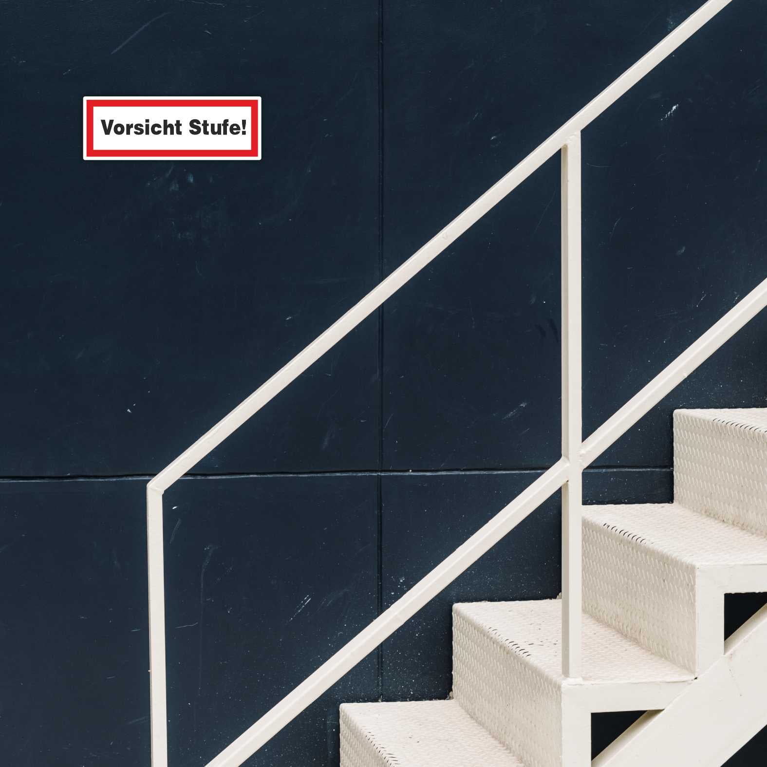 2x Aufkleber "Vorsicht Stufe" 21x7,5cm - FOTOFOL