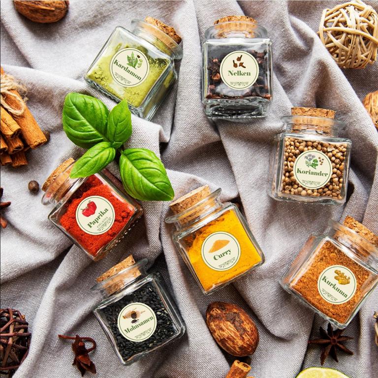 Gewürzetiketten  für Gewürzdosen, Gewürzgläser -  Gewürzetiketten mit Mustern - FOTOFOL