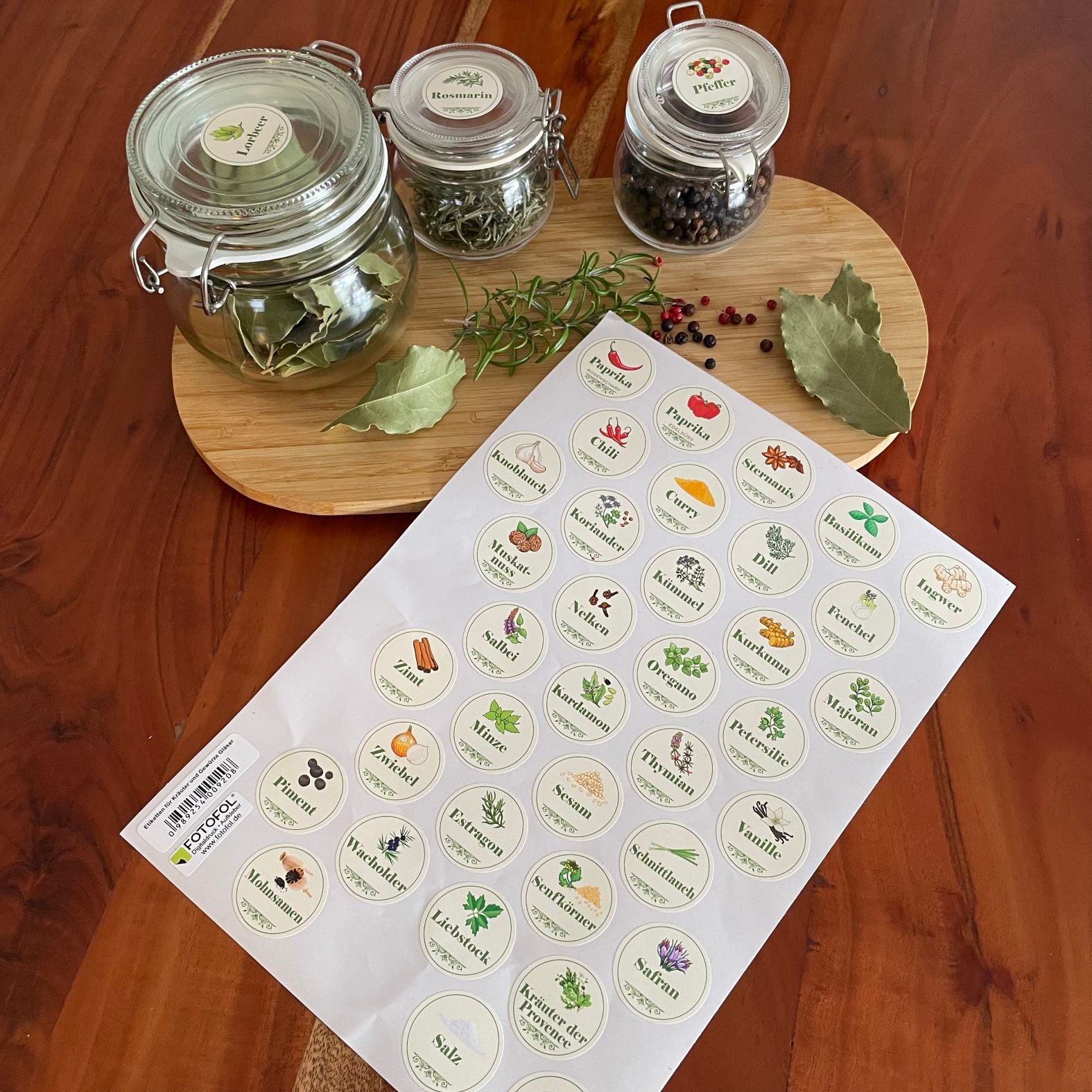 Gewürzetiketten für Gewürzdosen, Gewürzgläser - Gewürzetiketten mit Mustern - FOTOFOL