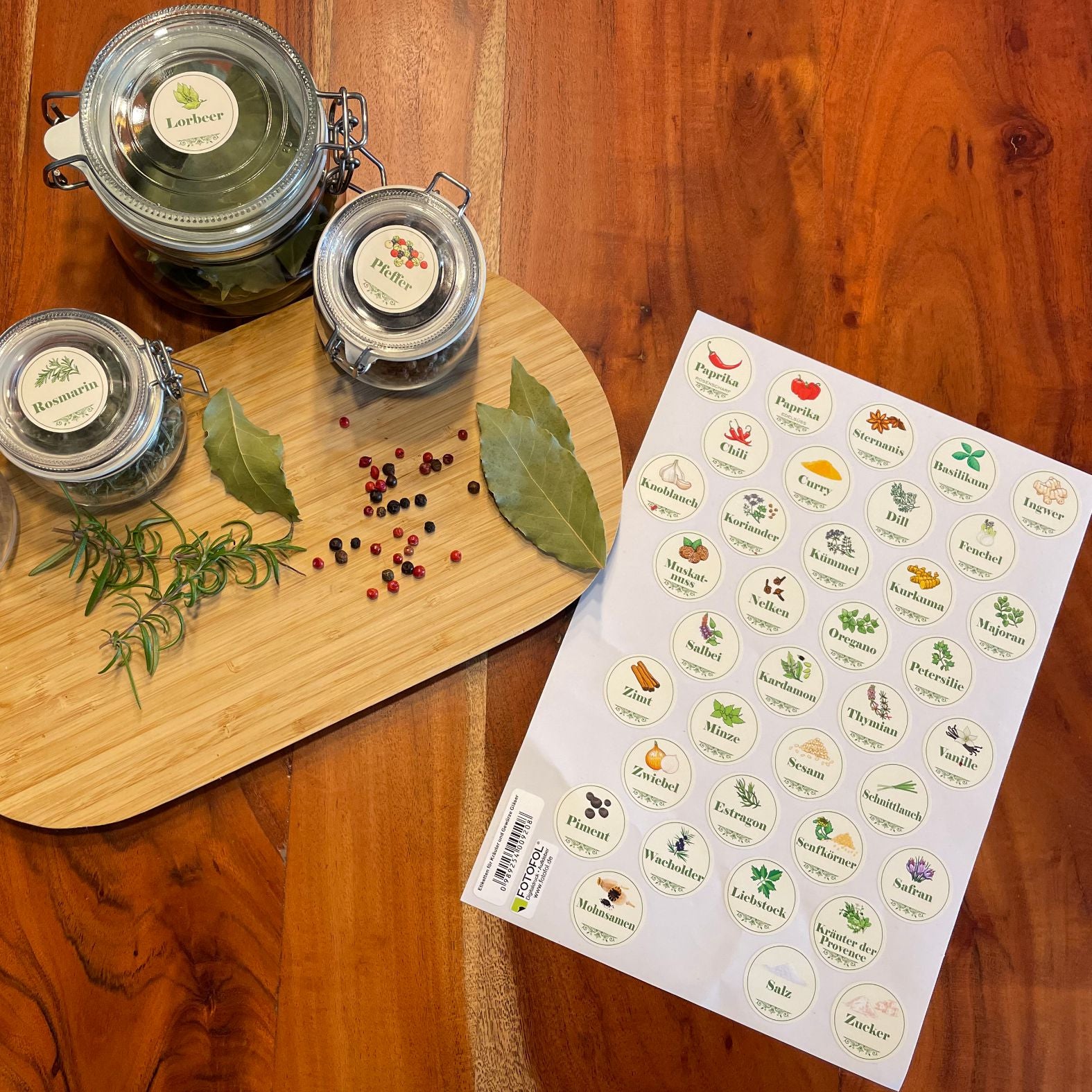 Gewürzetiketten für Gewürzdosen, Gewürzgläser - Gewürzetiketten mit Mustern - FOTOFOL