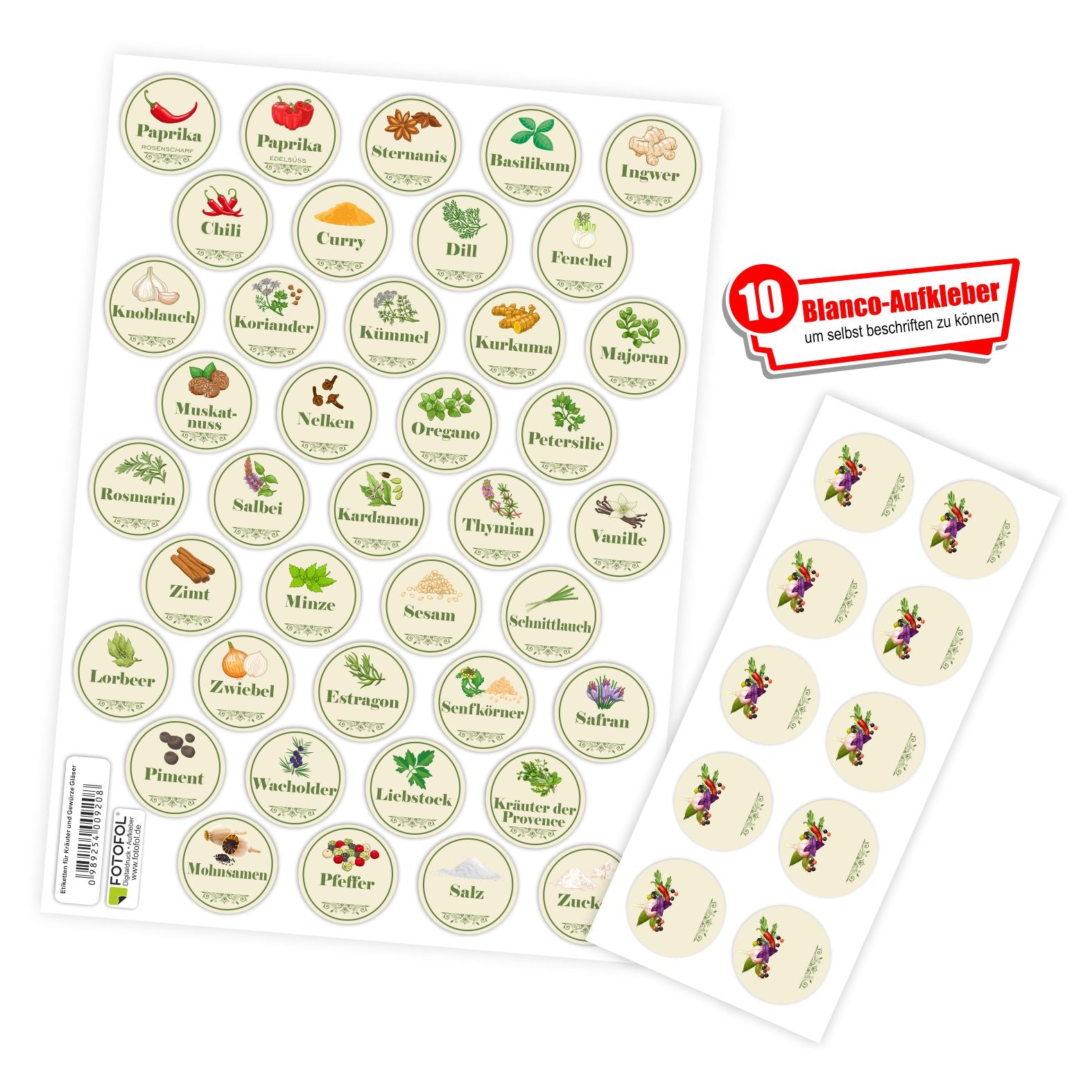 Gewürzetiketten  für Gewürzdosen, Gewürzgläser -  Gewürzetiketten mit Mustern - FOTOFOL