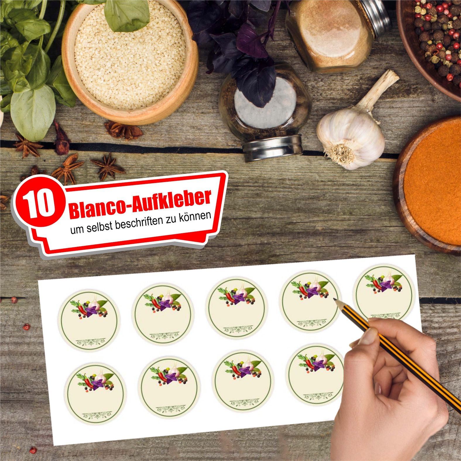 Gewürzetiketten für Gewürzdosen, Gewürzgläser - Gewürzetiketten mit Mustern - FOTOFOL