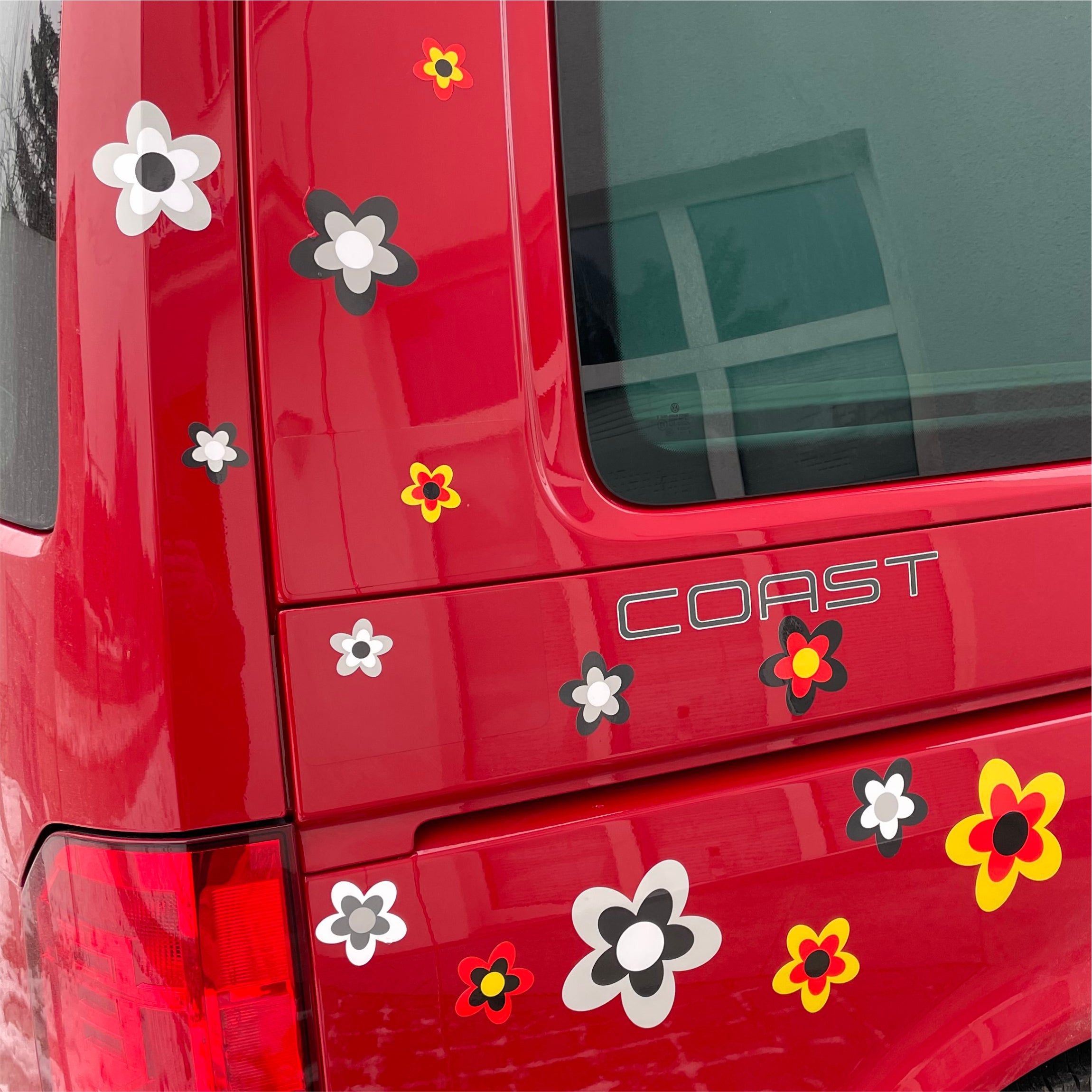 13 Aufkleber Auto Hippie Blumen - Sticker Flower Power Sommer - für Auto, Roller - perfekt für VW Bulli California - FOTOFOL