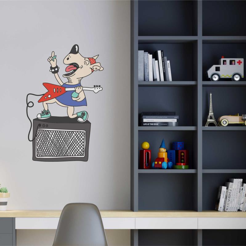 Wandtattoo Teenager-Zimmer Deko Rockstar Hund - FOTOFOL