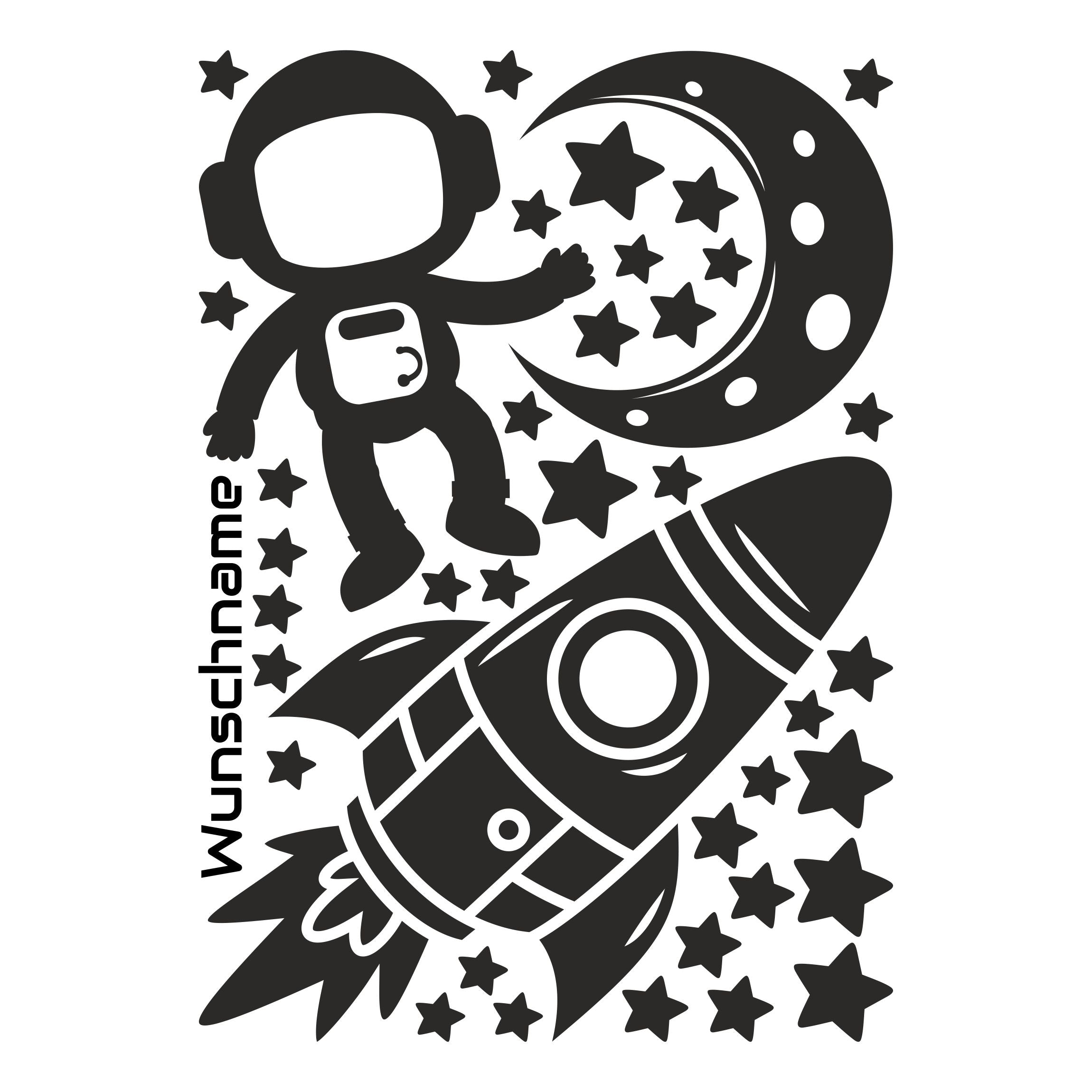 Wandtattoo Rakete mit Wunschname - FOTOFOL