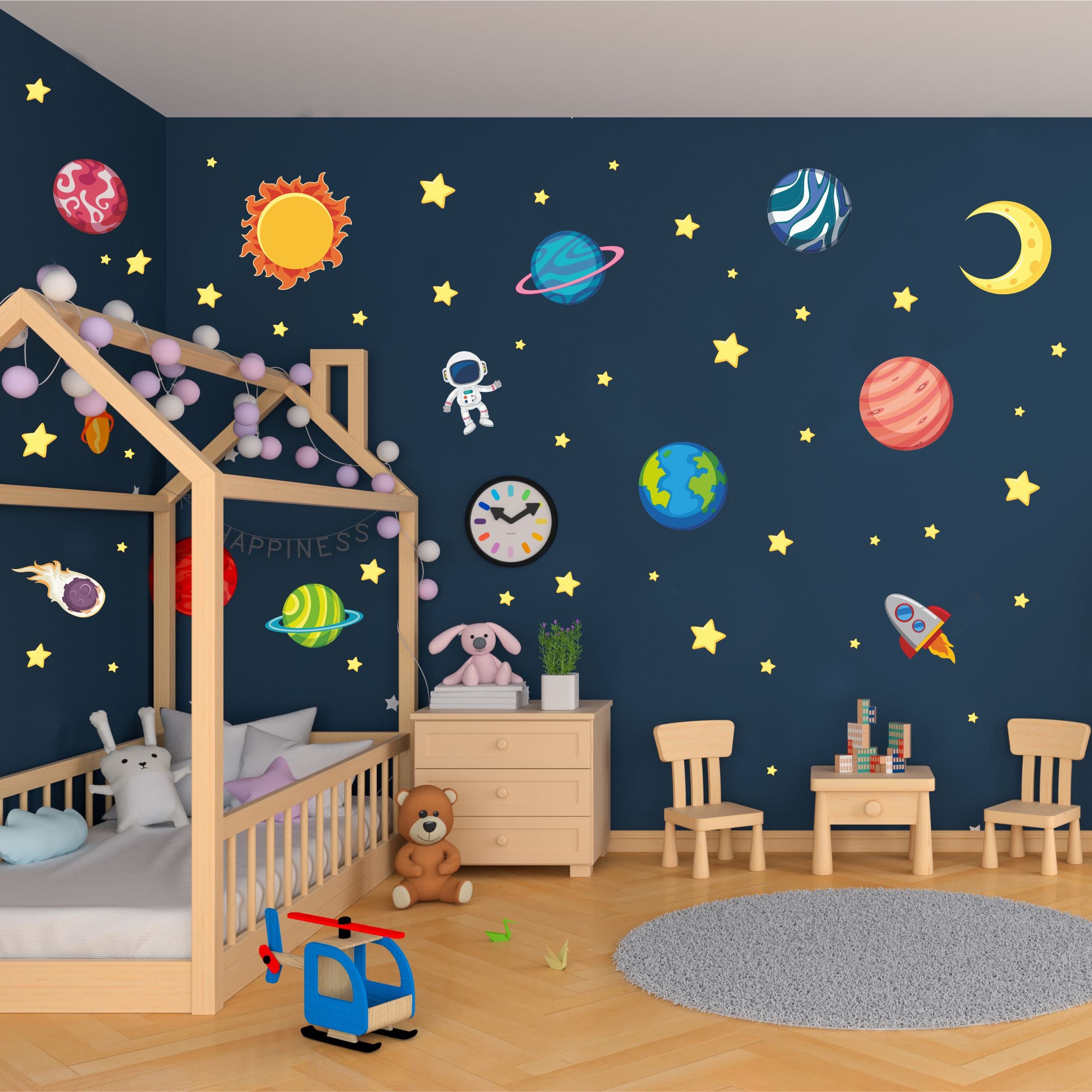 Wandtattoo Planeten Sonnensystem Sonne Mond Sterne - FOTOFOL