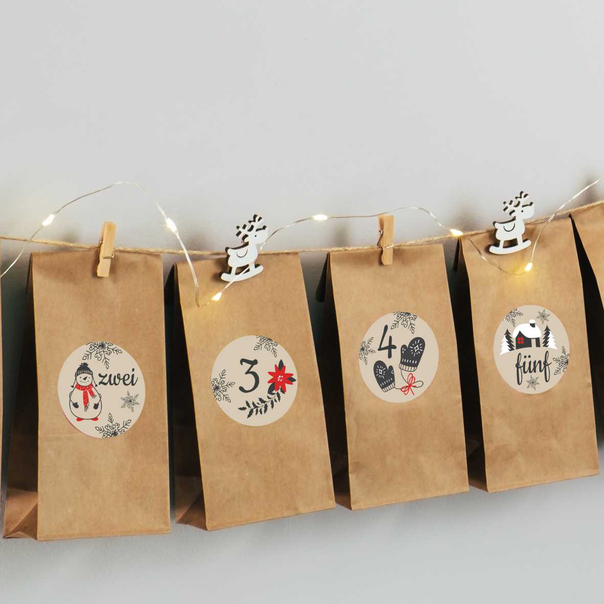 Aufkleber Adventskalender Zahlen - Sticker für Kalender für Weihnachten - zum Basteln - FOTOFOL