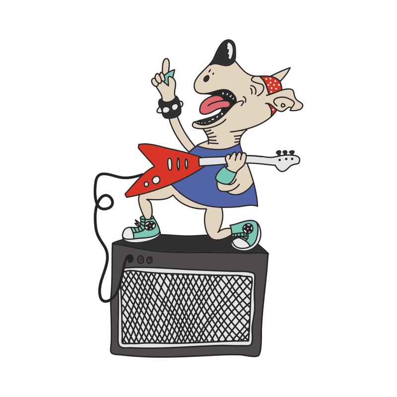 Wandtattoo Teenager-Zimmer Deko Rockstar Hund - FOTOFOL