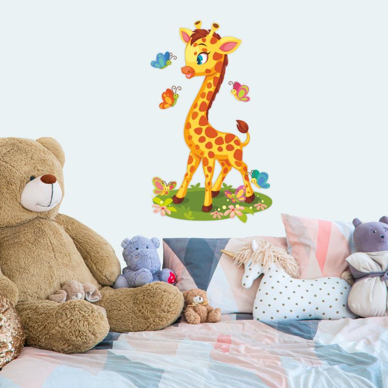 Wandtatoo Kinderzimmer Deko Giraffe Schmetterlingen - FOTOFOL