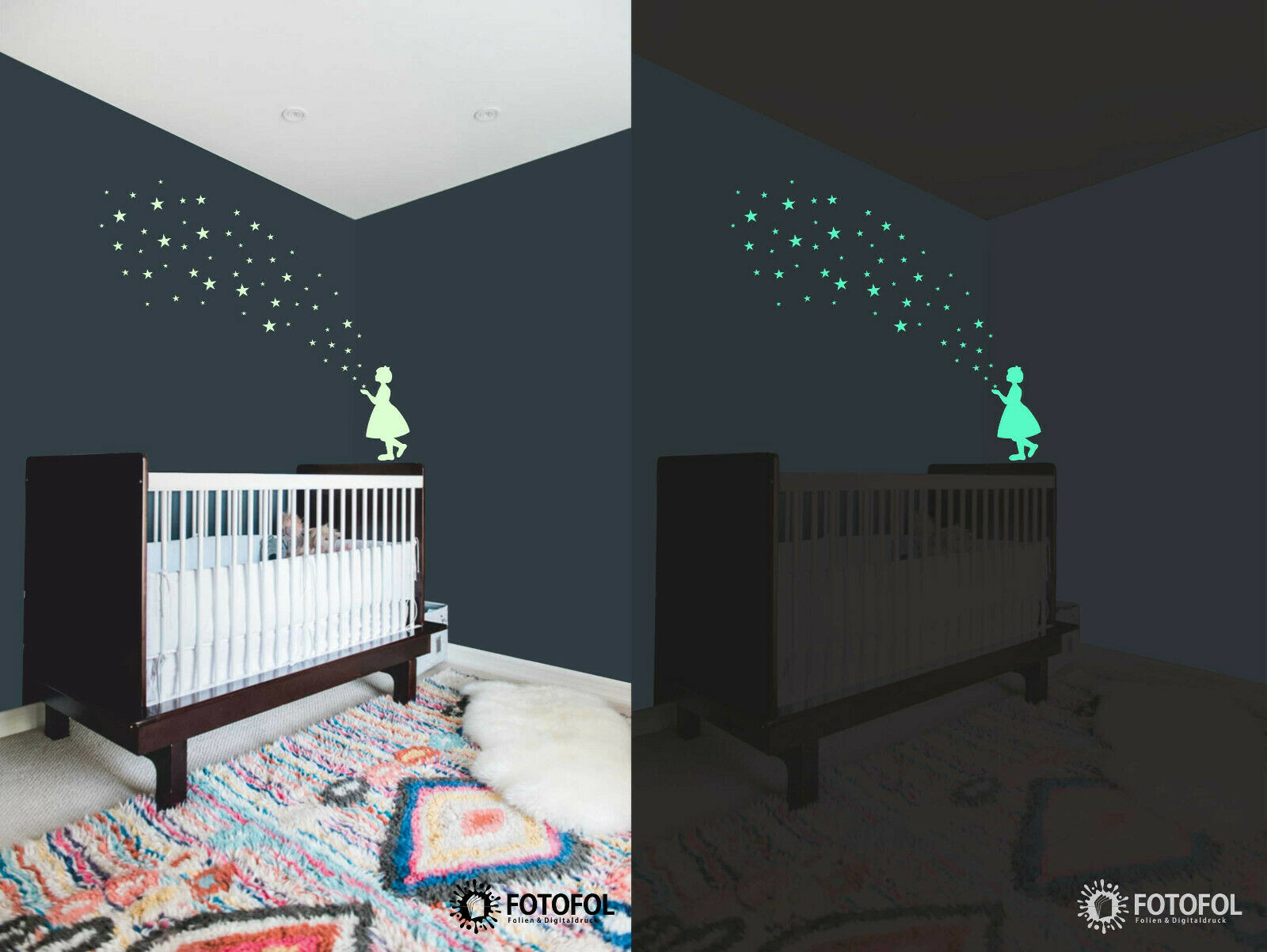 Leuchtaufkleber Fee mit Sternen leuchten fluoreszierend Sternenhimmel Aufkleber - FOTOFOL