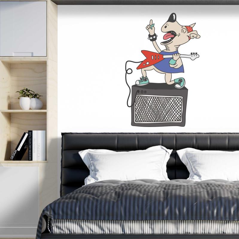 Wandtattoo Teenager-Zimmer Deko Rockstar Hund - FOTOFOL