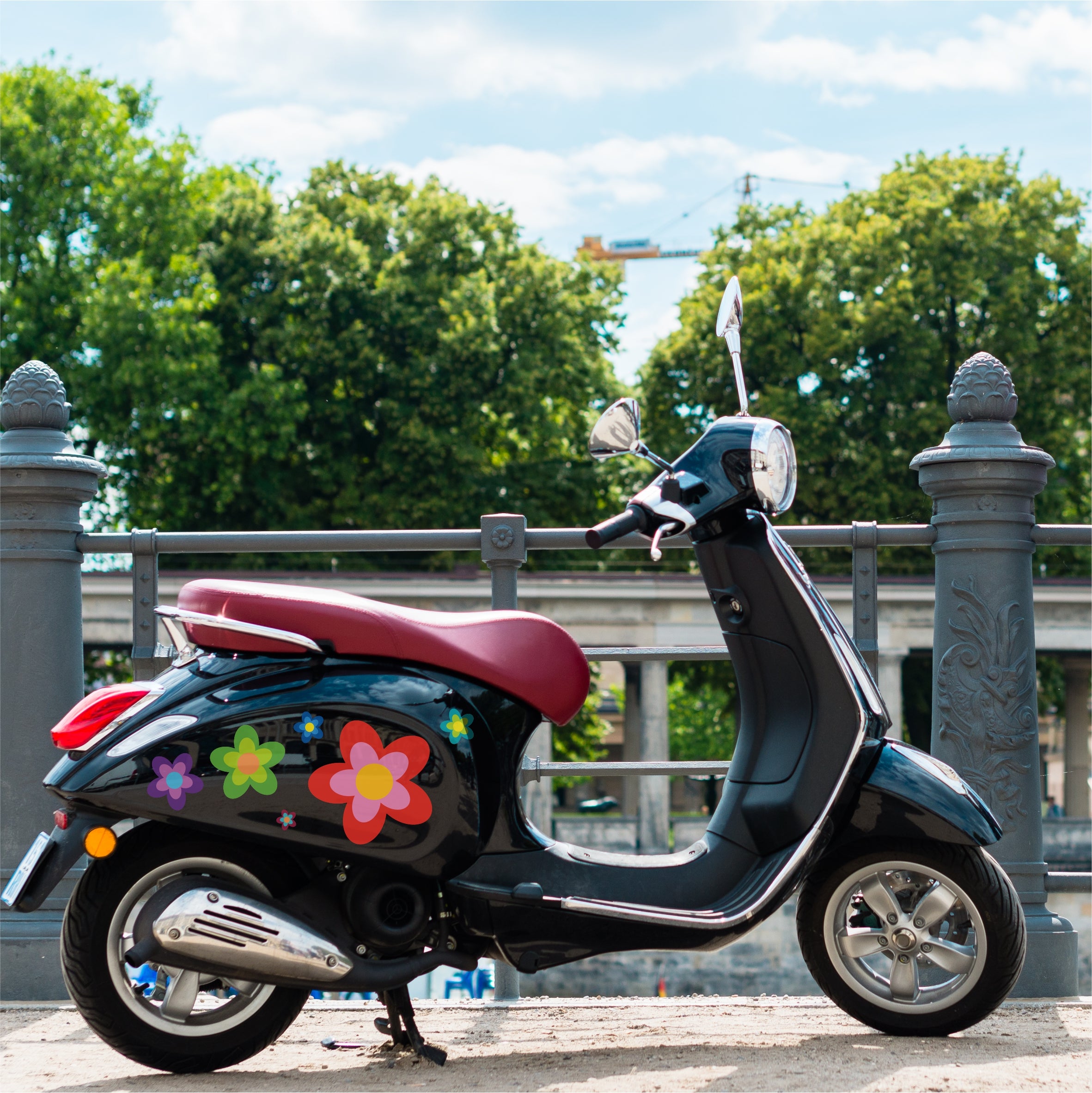 6 Aufkleber Auto Hippie Blumen - Sticker Flower Power Sommer - für Auto, Fahrzeuge, Roller, Moped, Motorrad-Helm - perfekt für VW Bulli California - FOTOFOL