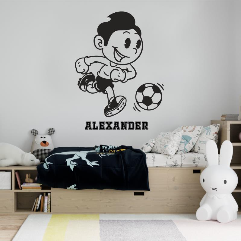 Wandtattoo Kinderzimmer Fußballer Wunschname Fußball - FOTOFOL