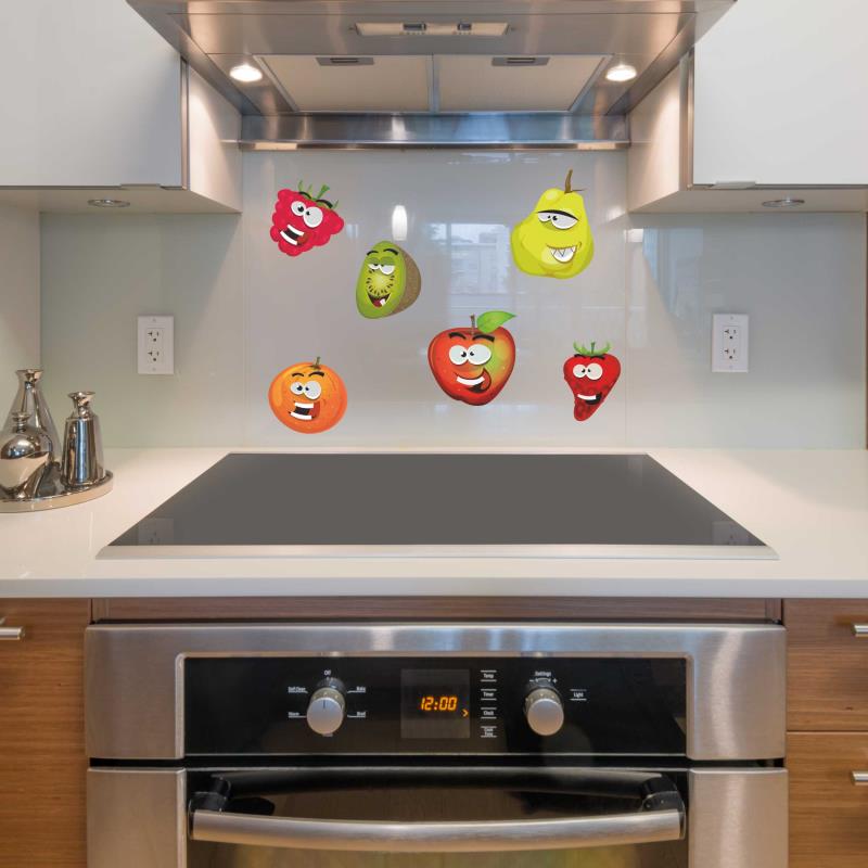 Wandtattoo Küche Obst Set Apfel Kiwi Erdbeere Himbeere Orange Birne - FOTOFOL