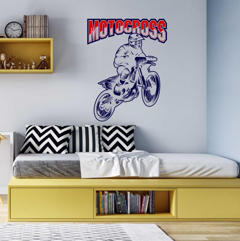 Wandtatoo Teenager-Zimmer Deko Motocross Motorrad Sport Bike - FOTOFOL
