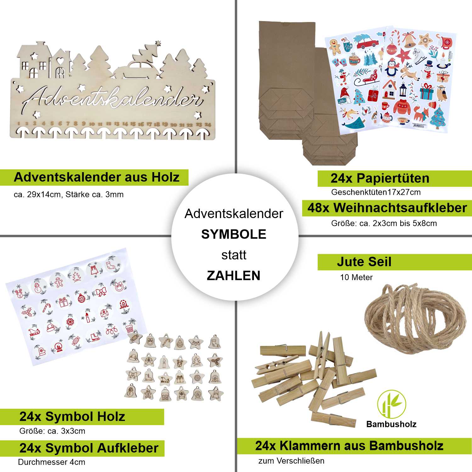 Adventskalender aus Birkensperrholz mit Symbole statt Ziffern - selbst basteln - FOTOFOL