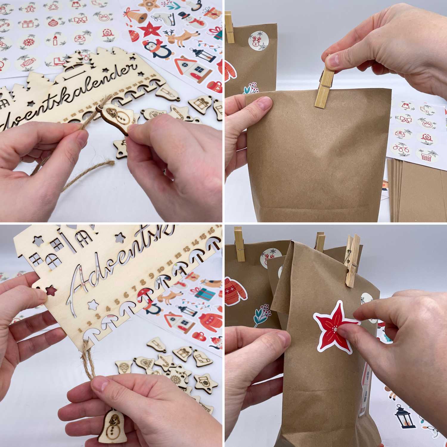 Adventskalender aus Birkensperrholz mit Symbole statt Ziffern - selbst basteln - FOTOFOL