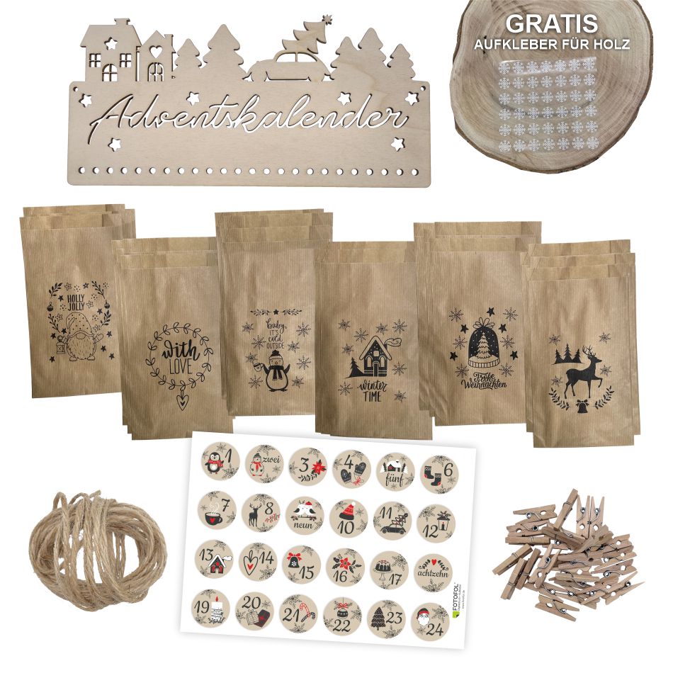 Adventskalender aus natürlichem Birkensperrholz - selbst basteln - FOTOFOL