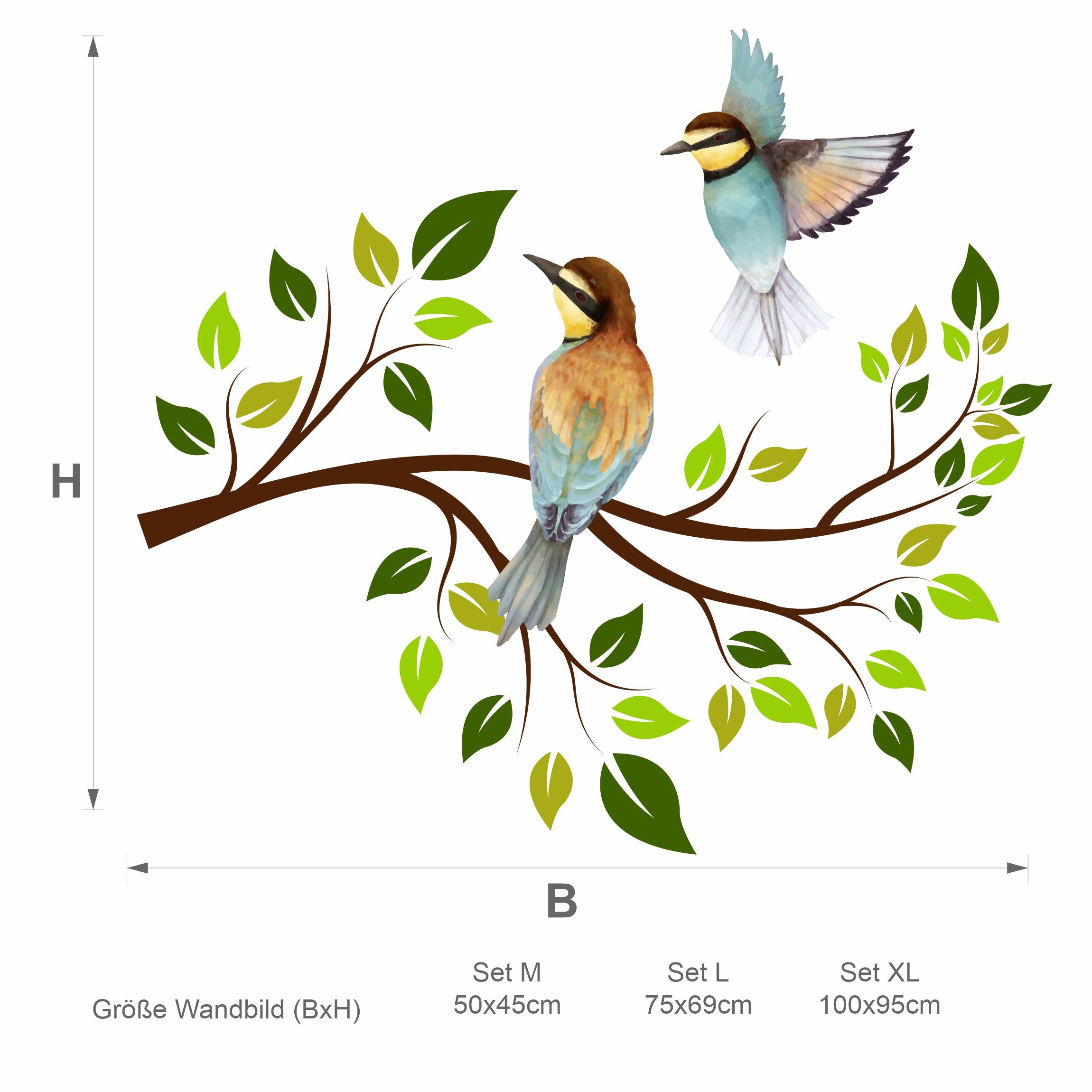 Wandtattoo Schlafzimmer Ast mit Vögeln - FOTOFOL