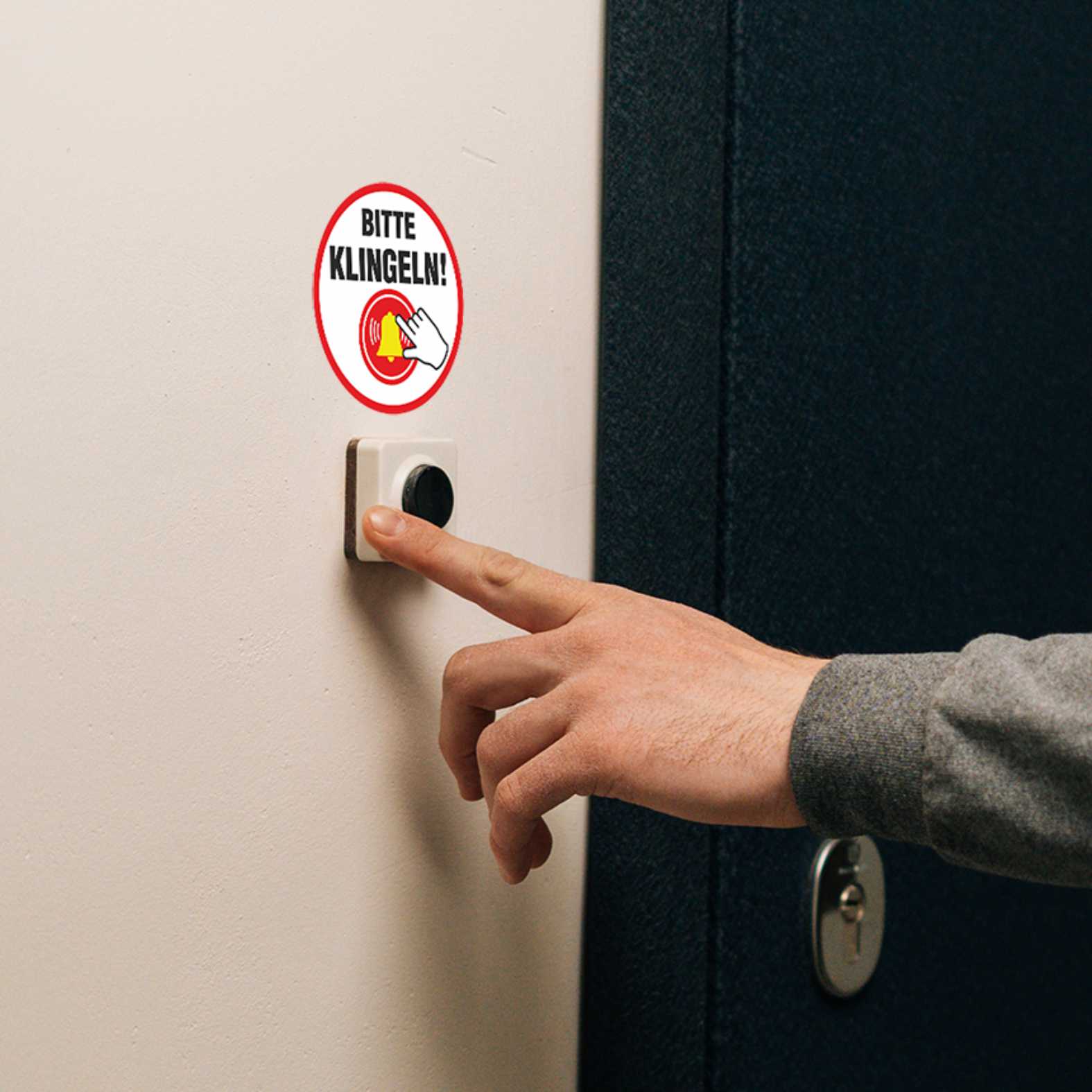 Aufkleber "Bitte klingeln " - Hinweisaufkleber für den Innen- und Außenbereich - Folie selbstklebend - FOTOFOL