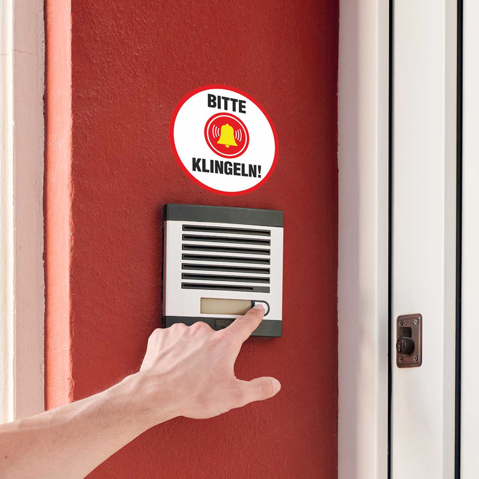 Aufkleber "Bitte klingeln " - Hinweisaufkleber für den Innen- und Außenbereich - Folie selbstklebend - FOTOFOL
